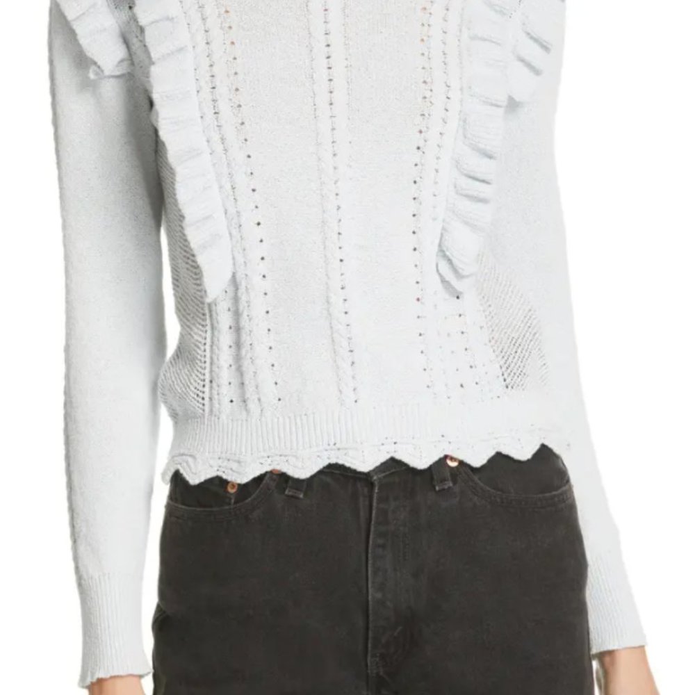 Rebecca Taylor light blue ruffle sweater
